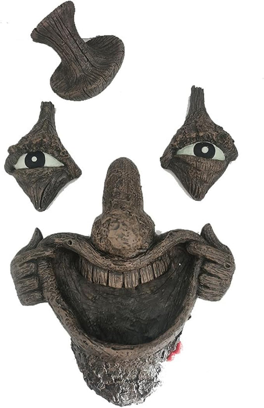 Garden Statues Tree Faces Decor Funny Outdoor Whimsical Statues Garden Hugger Ghost Face Sculpture for Yard Art Decoration Yard Ornaments Decor