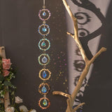 Chakra Hanging Crystals Natural Gemstone Decor Window Sun Catcher 7 Chakra Spheres Gemstone Wall Hangings Healing Crystal Decor Handmade Decoration Gift for Mom