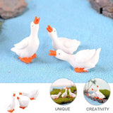 3 Pack White Miniature Goose Figurines – Resin Animal Statues for Home, Garden, Lawn, Patio, Micro Landscape, and DIY Craft Decor, Small Fairy Garden Accessories for Outdoor and Indoor Decoration