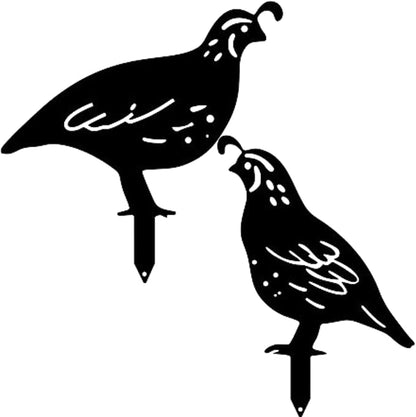 Metal Quail Lawn Art Ornament Stakes, Quail Figurine Yards Stake, Quails Statue Garden Ornaments, Quails Yard Ornaments, Metal Bird Outdoor Farm Decoration, Silhouette Statue Yard Stakes Decor (Quail)