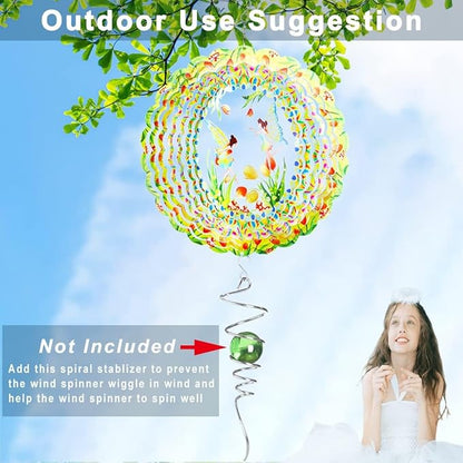 Wind Spinner Fairy Flower Hanging, 12In Stainless Steel Spinfinity Wind Spinner, Wind Chimes for Outside, 3D Kinetic Sculpture Suncatcher, Metal Yard Art Ornament, Outdoor Garden Decor, Nana Gifts