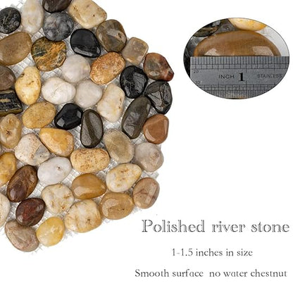 Qualdout River Rocks Stepping Stones Pavers Outdoor for Garden Walkway, Decorative Pebbles Polished Gravel for Backyard Lawn Patio Pathway Landscaping, Set of 6 (Hexagon)
