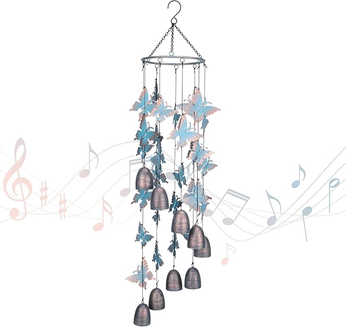 Taman Wind Chime - 30" Butterfly Metal Wind Chimes Valentine's Day Gift for Outside Memorial Sympathy Gift for Home, Outdoor, Yard, Patio,Garden Decor