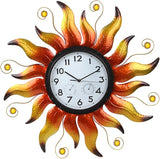 Large Outdoor Clock with Thermometer & Humidity - Silent Non-Ticking Sun Outdoor Wall Clock for Patio, Garden, Kitchen, Living Room(Yellow)