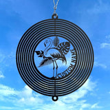Personalized Flamingo Metal Wind Spinner, Custom Hanging Decoration for Outdoor Display, Kinetic Garden Sculpture, Tropical Gift (Flamingo Garden Wind Spinner)