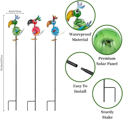 Viveta 3 Pack Garden Solar Lights, Bird Solar Figurine Lights Stake, Decorative Outdoor Solar Lights Waterproof for Garden Pathway Patio