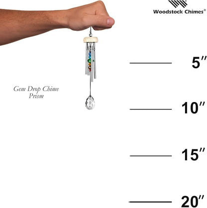 Woodstock Wind Chimes for Outside, Garden, Patio, Porch and Outdoor Decor (10'') Gem Drop Chime Prism Small Wind Chimes Christmas/Hanukkah Gifts (GEMPR)