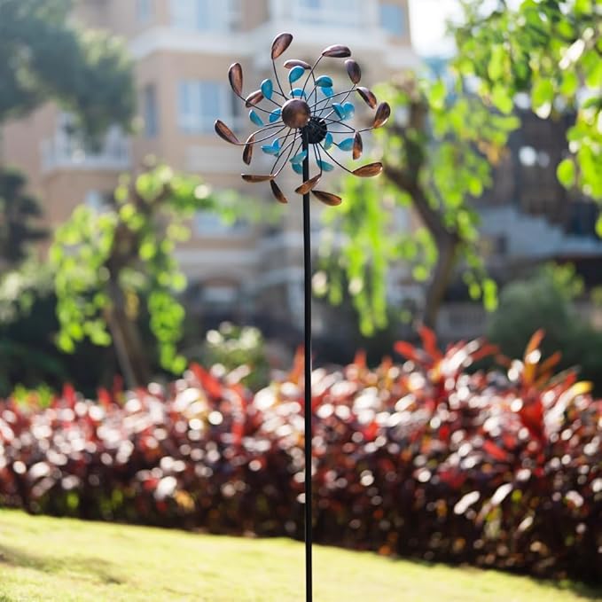 Wind Spinner Outdoor, Wind Sculpture Spinner with Metal Stake, Yard Art Decor for Patio, Lawn & Garden 13 * 57 inches