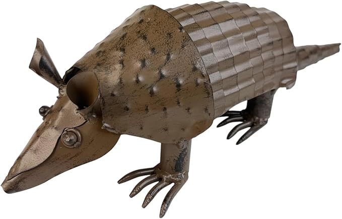 Top Brass Metal Armadillo Sculpture – Rustic Indoor/Outdoor Décor with Springy Head and Tail, 12” Long – Western Art Home or Garden Figure