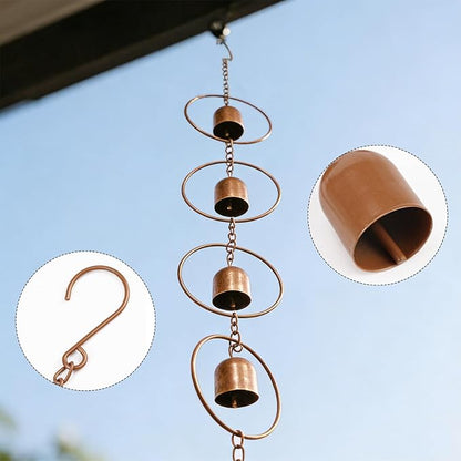 47 Inch Hanging Rain Chain - Metal Rain Chime with Bell Shape for Gutter Drainage, Decorative Outdoor Rain Bell for Garden Patio Balcony