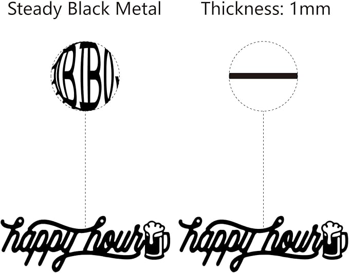 CREATCABIN Happy Hour Sign Bar Wall Decor Drinks Metal Wall Art Wall Hanging Decor for Indoor Outdoor Home Livingroom Kitchen Garden Bar Pub Office Decoration Gift Black 11.8 x 3.9 Inch