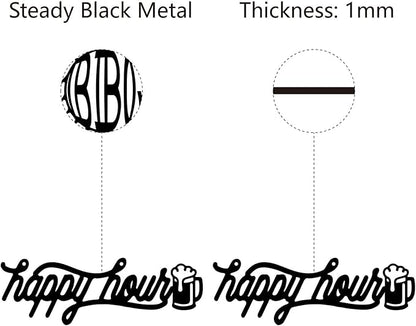 CREATCABIN Happy Hour Sign Bar Wall Decor Drinks Metal Wall Art Wall Hanging Decor for Indoor Outdoor Home Livingroom Kitchen Garden Bar Pub Office Decoration Gift Black 11.8 x 3.9 Inch