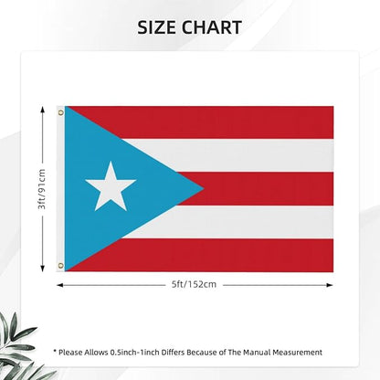 3x5 Feet Light Blue Puerto Rico Flag Tapestry Puerto Rican National Flags with 2 Brass Grommets for Indoor Outdoor Yard House Garden Decor Vivid Color Durable Polyester