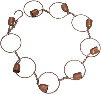 Fdit Metal Rain Chain, Hanging Rain Chime for Gutter Drainage Bell Shaped Decorative Downpipe with Soothing Sound for Balcony Courtyard Garden