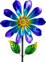 Metal Flower Wind Spinners Outdoor,Double-Layer Garden Windmill Flower Pinwheels for Yard and Garden Decorations