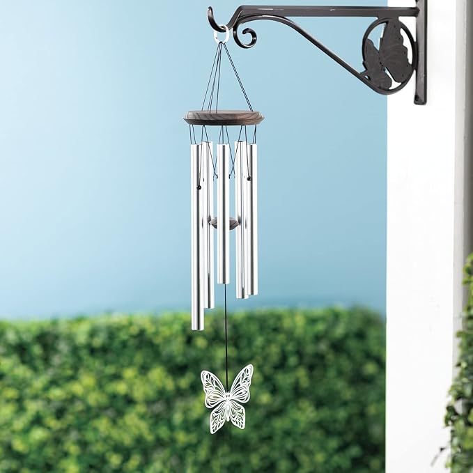Woodstock Chimes Signature Collection, Woodstock Habitats Chime, 21'', Silver Wind Chimes for Outdoor, Patio, Home or Garden Decor (HCMB)