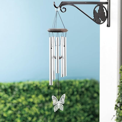 Woodstock Chimes Signature Collection, Woodstock Habitats Chime, 21'', Silver Wind Chimes for Outdoor, Patio, Home or Garden Decor (HCMB)