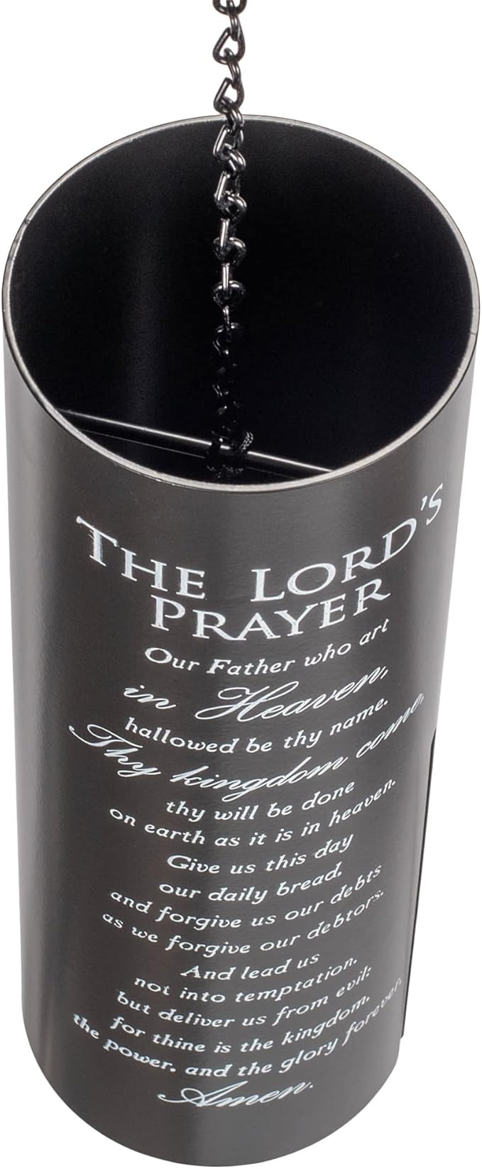 The Lord's Prayer Our Father Who Art in Heaven Black 35 inch Metal Wind Chime