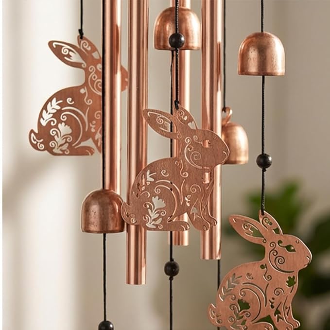 ORIGACH Rabbit Wind Chimes, Metal Wind Chimes for Outside, Decor for Lawn, Patio, Home, Garden, Large Animal Wind Chime Gifts for Birthday Family & Friends