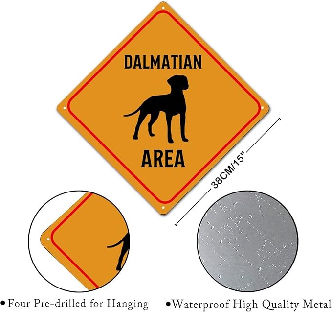 Dalmatian Crossing Xing Sign Beware of Dalmatian Dog Metal Sign Dalmatian Funny Warning Sign Crossing Zone Sign for Farm Yard Front Door Indoor Outdoor Street Sign 15x15in