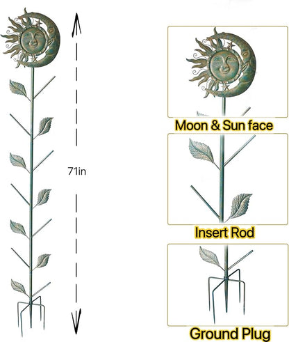 Moon & Sun Face Glass Bottle Tree/Wine Bottle Trees for the Garden Outsides Decorative Bottles Holder for Outside Party andscape Decoration