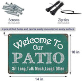 YOYI ART Patio Signs and Decor Outdoor - Welcome to Our Patio Sign, Metal Vintage Tin Signs for Patio, Outside, Front Yard, Garden, Front Door and Backyard Wall Decor Art Gift, 12 x 8 inch