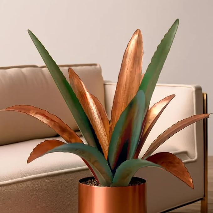 Metal Agave Plant Art Yard Large Tequila Rustic Sculpture Statue - Outdoor Decoration Agave Metal Plant Courtyard Garden Lawn Ornament Stakes Gift - 12 Leaves