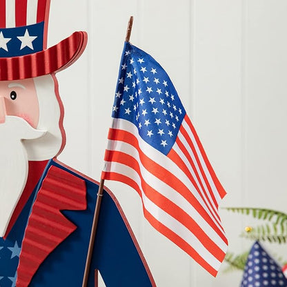 Glitzhome Patriotic 4th of July Wooden Porch Sign Independence Day 40" H Americana Uncle Sam Porch Decor Vertical Front Door Sign for Memorial Day Sign Home Front Door Yard Party Decor
