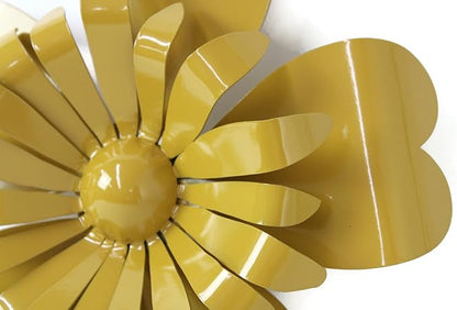 Metal Rustic and Colorful Flower Stakes Ranging from 9.5 to 36 Inches Tall (Sunflower Wall Hanger 14.5" Tall, Dark Yellow)