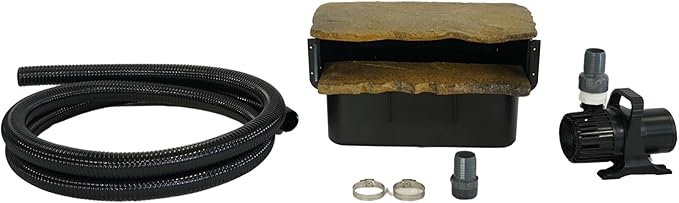 HALF OFF PONDS Filtering Waterfall Spillway Kit, 16-Inch Pond Waterfall Filter with Rock Lid and Lip, 2200 GPH Pump, 12.5 Foot Tubing, Outdoor Pond Filtering Waterfall System for Backyard Ponds