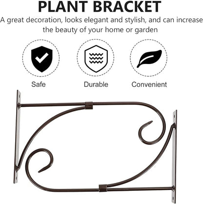 FRCOLOR Iron Wall Hanging Hook Plant Bracket for Outdoor Garden 2pcs Set, Black Decorative Flowerpot and Lantern Hangers for Patio and Indoor Use