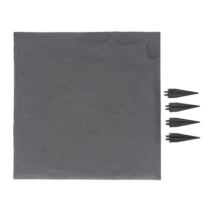 Garden Dcor Stepping Stone with Ground Stake, Polypropylene Material, Outdoor, 15.5x15.5in, Set of 4 (Grey)