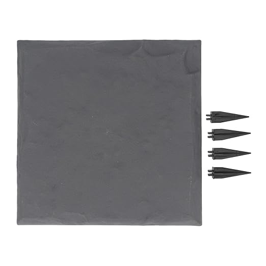 Garden Dcor Stepping Stone with Ground Stake, Polypropylene Material, Outdoor, 15.5x15.5in, Set of 4 (Grey)