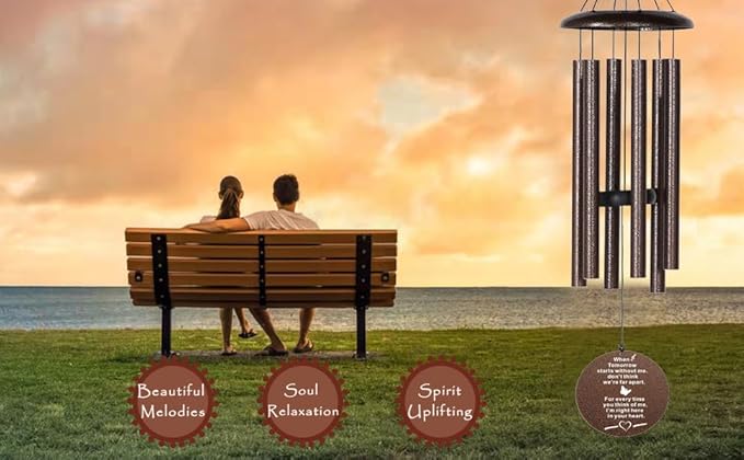 The Wind Chime CO Memorial Wind Chimes, 32" Inch Sympathy Wind Chimes Gift for The Loss of A Loved one, Home Decor Outdoor Garden, Soothing Melodic Tones (Copper)