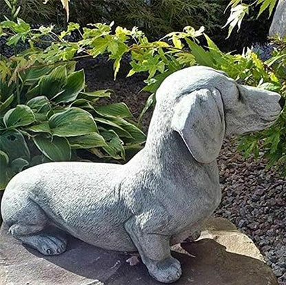 EatingBiting 6.7"x4.7" Resin Dog Dachshund Sculpture Garden Ornament Patio Figurine Outdoor Animal Statue,French Bulldog Statue Garden Decor Yard Lawn Resin Dog Sculpture
