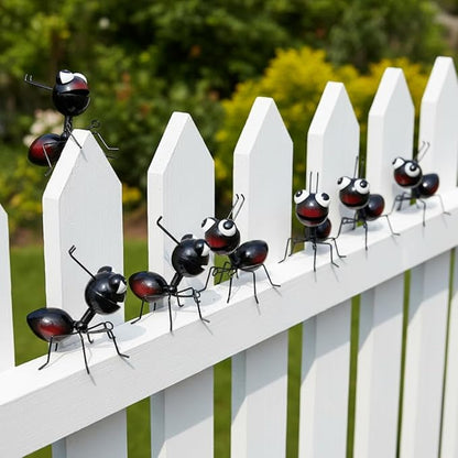 Cruis Cuka Metal Yard Art Garden Decor for Outside Cute Ants Yard Decorations Outdoor Lawn Ornaments Backyard Gifts for Mom - Set of 8（All Black）