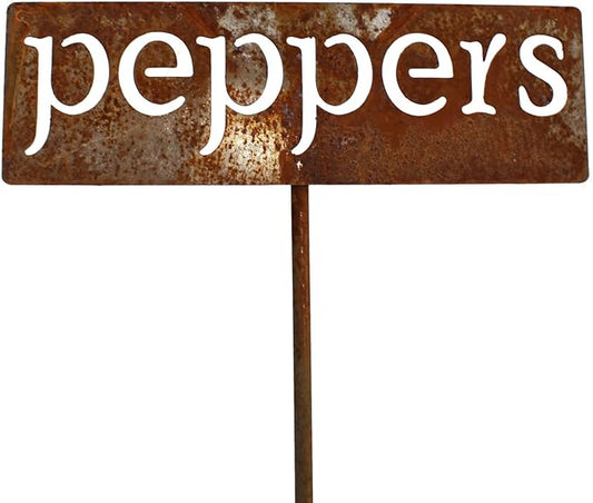 Classic Metal Garden Markers 19 Inches Tall (peppers, Naturally Rusted)