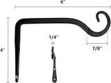Mkono Plant Hangers Indoor, 6 Inch Metal Plant Bracket, Decorative Wall Hooks for Hanging Plants, Bird Feeder, Flower Basket, Wind Chimes, Home Outdoor Decor, 2 Pack Black