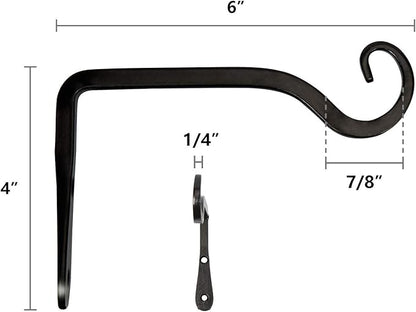 Mkono Plant Hangers Indoor, 6 Inch Metal Plant Bracket, Decorative Wall Hooks for Hanging Plants, Bird Feeder, Flower Basket, Wind Chimes, Home Outdoor Decor, 2 Pack Black