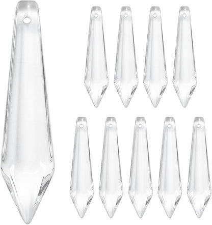 M METERXITY 10-Pack Crystal Icicle Prisms, 53mm/2.09 Inch Chandelier Pendant Maker Hanging Crystals Chandelier Prisms for Home/Windows/Garden/DIY Decoration[Clear]