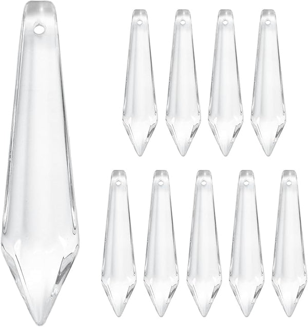M METERXITY 10-Pack Crystal Icicle Prisms, 53mm/2.09 Inch Chandelier Pendant Maker Hanging Crystals Chandelier Prisms for Home/Windows/Garden/DIY Decoration[Clear]