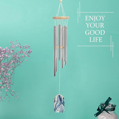 Wind Chimes for Outside,Marble Texture Printed Cute Aluminium Windchimes Outdoors,Soothing Melodic Memorial Wind Chime for House Porch Patio Garden Balcony Decor