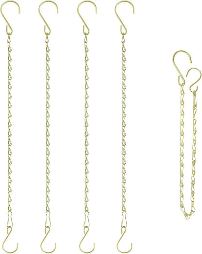 RIFNY 20 Inch Gold Chain for Hanging Plants, Small Plant Chains for Hanging Baskets Kits with Hooks for Bird Feeders Planters Billboards Lanterns Wind Chimes Ornaments Outdoor Indoor Use (5 PCS)