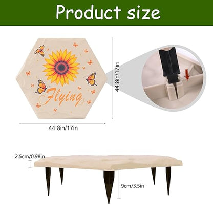 4Pcs Hexagon Sunflower Stepping Stone Outdoor Garden Walkway, Durable Plastic Pavers for Patio, Pathway, and Landscaping, Weatherproof Stepping Stone with Ground Stakes for Easy Installation