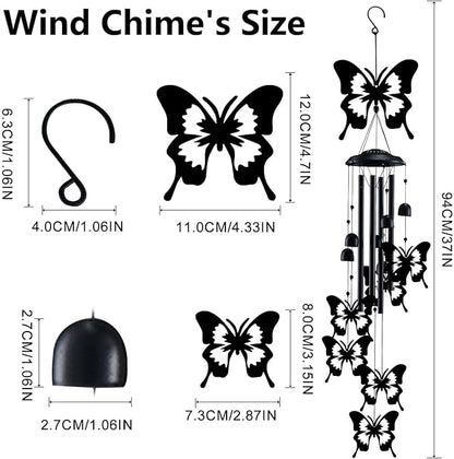 Butterfly Wind Chimes for Outside, Butterfly Gifts for Women Men Mom Grandma Birthday, 37" Windchimes Hanging Outdoors Garden Decor, Home Patio Garden Porch Yard Decorations