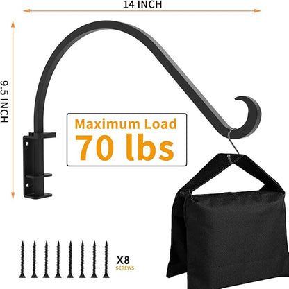 Foozet Swivel Plant Hanger for Hanging Plant, Plant Hanging Holder,Heavy Duty Black Iron Plant Hanger Brackets for Hanging Planters and Flowers Baskets Planter Outdoor (2 Pcs-14 Inches)