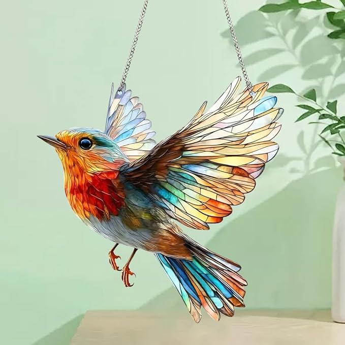 Hummingbird Suncatchers for Windows Hanging Garden Suncatcher Acrylic Window Hanging Panels Decor Gifts for Mom Friend Grandma Wife Housewarming Birthday Home 7.87 * 7.87inc/20 * 20cm