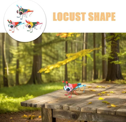 BESTonZON 3pcs Outdoor Locust Decor: Metal Insect Statues for Garden Ornaments - Colorful Iron Art Locust Figurines - Bookshelf and Cabinet Sculptures
