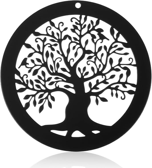 Molain Replacement Wind Catcher, Wind Chime Parts with 16.4FT Nylon Cord Vintage Black Tree Design Sail Replacement Hanging Decoration Ornament