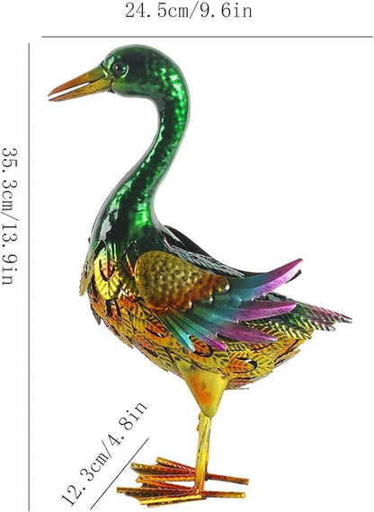 Duck Statue Indoor Outdoor Decoration Scene Vivid Metal Garden Sculpture Animal Figurine for Outside Backyard Porch Pond Roof